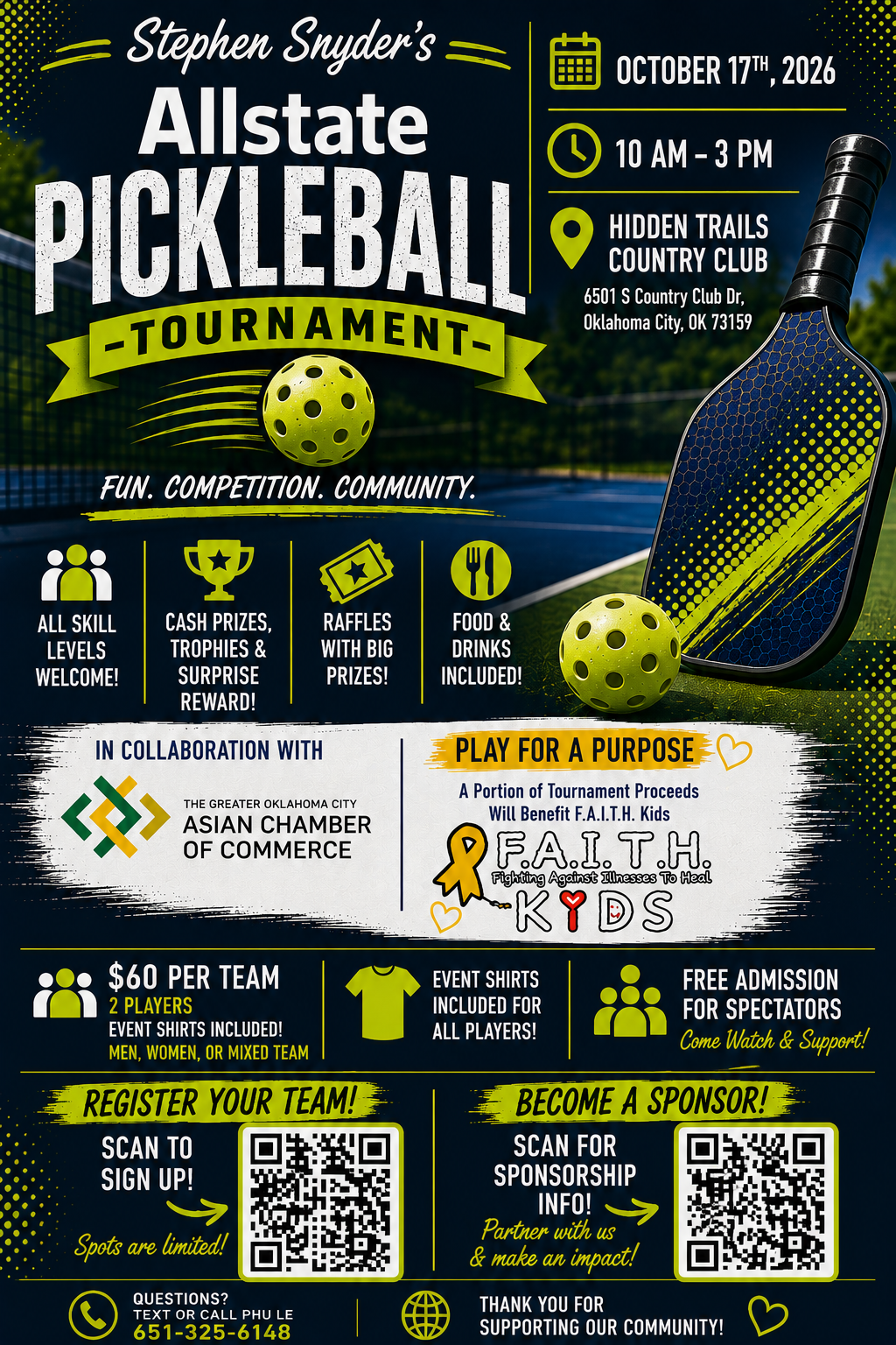 Stephen Snyder's Allstate Pickleball Tournament flyer